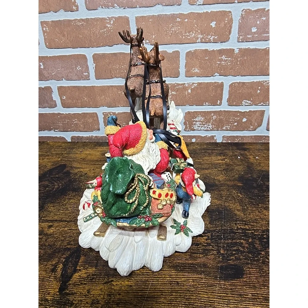 Vtg Santa‎ On His Sleigh Reindeer Holiday Style Figurine 12